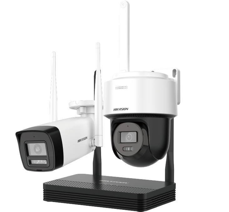 KIT WIFI HIKVISION EASYLINK (NKS424W03H) 4 MEGAS, SE COMPONE DE  NVS (DS-7104NI-S1/W/KIT) + BULLET (DS-2CV1043G2-LIDWF) + DOMO PT (DS-2DE2C400MWG/W-KIT),INCLUYE FUENTES, *OPCIONAL: TARJETA MICROSD